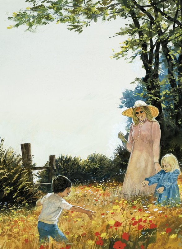 Rodina v květinové oblasti od English School