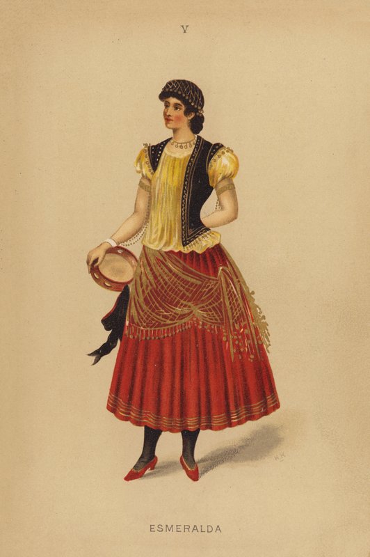Oblečení pro maškarní: Esmeralda (barevná litografie) od English School