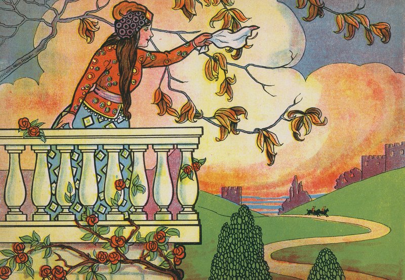 Fatima mává, aby upoutala pozornost svých bratrů (barevná litografie) od English School