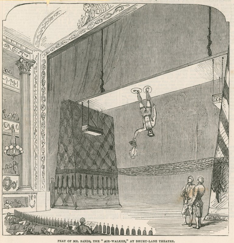 Představení pana Sandse, Air-Walker, v divadle Drury Lane v Londýně od English School