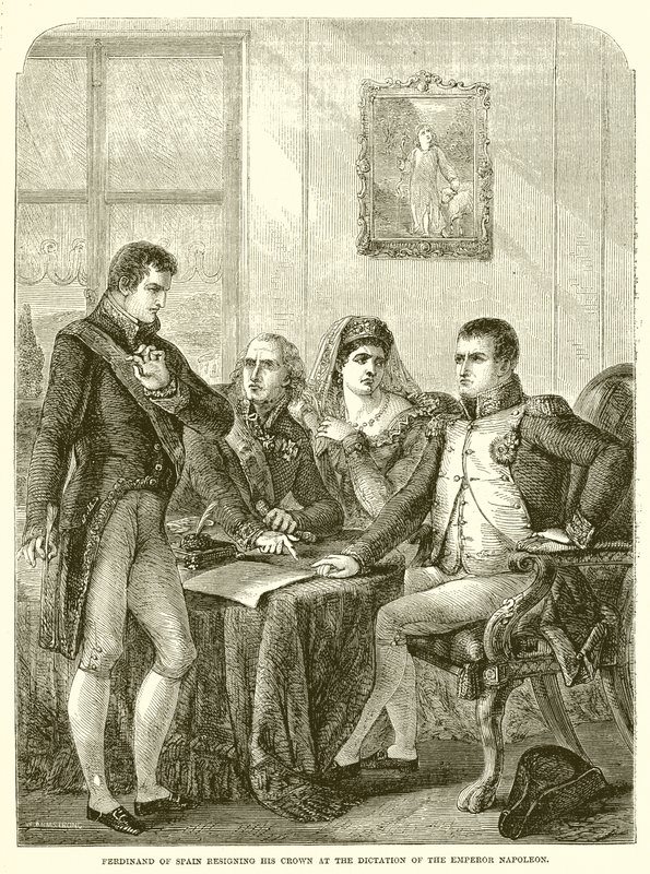 Ferdinand Španělský rezignuje na svou korunu na diktát císaře Napoleona od English School