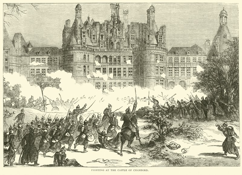 Boje na zámku Chambord, prosinec 1870 od English School