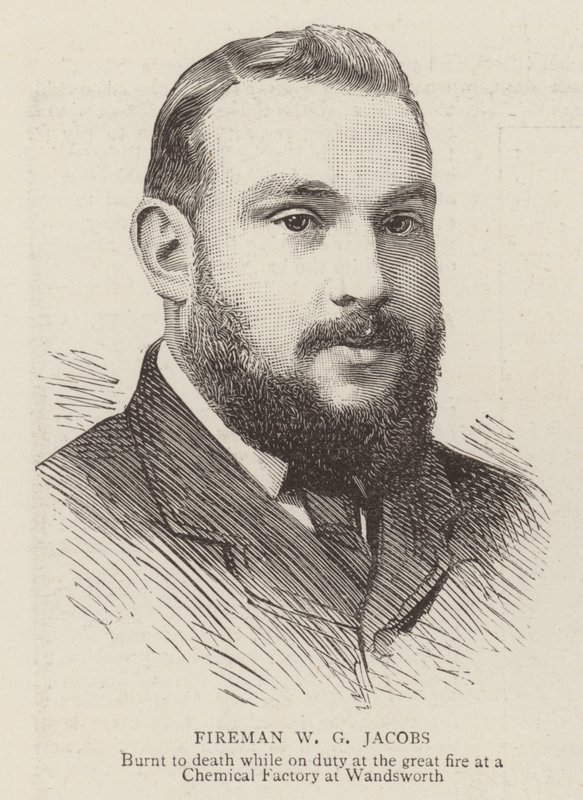 Hasič W. G. Jacobs (rytina) od English School