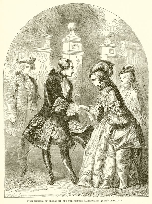 První setkání Jiřího III. a princezna (poté královna) Charlotte od English School