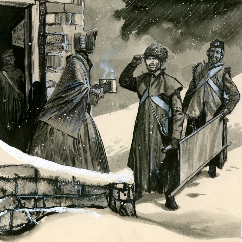 Florence Nightingale pozdrav vojáky ve sněhu od English School