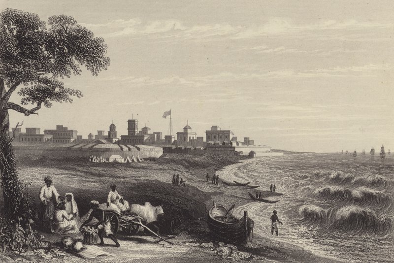 Pevnost Fort George, Madras (rytina) od English School