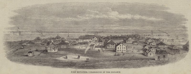 Fort Moultrie, Charleston in the Distance (rytina) od English School