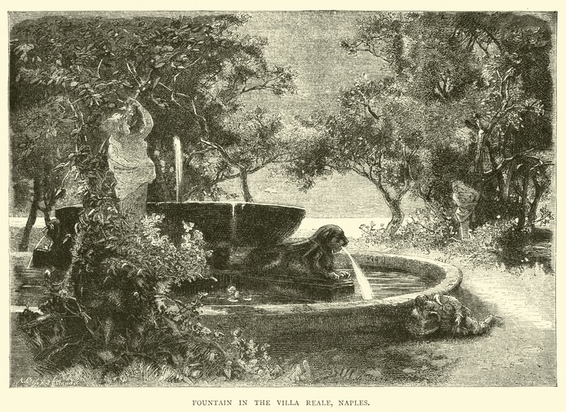 Fontána ve Villa Reale, Neapol od English School