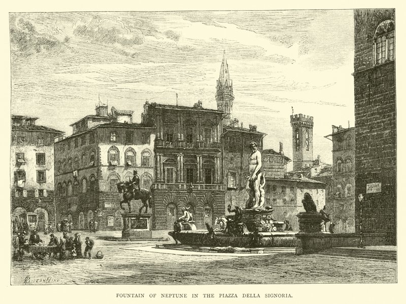 Neptunova fontána na náměstí Piazza della Signoria od English School