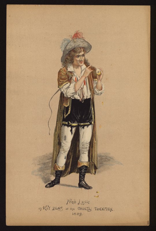 Fred Leslie , anglický herec a zpěvák (barva litho) od English School