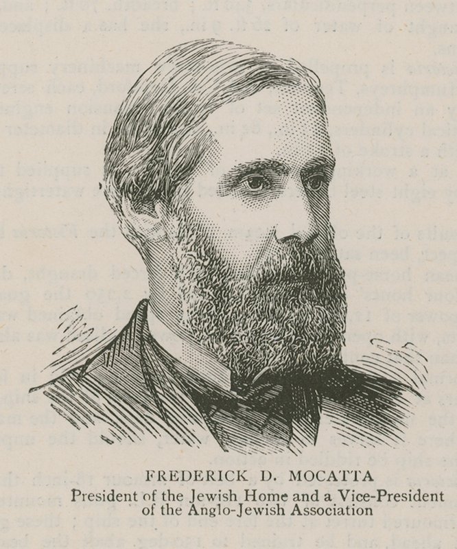 Frederick D Mocatta, prezident židovského domova a viceprezident Anglo-židovské asociace od English School