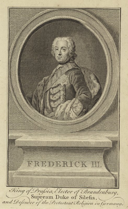 Fridrich III., pruský král, braniborský kurfiřt, vrchní vévoda slezský a obránce protestantského náboženství v Německu od English School