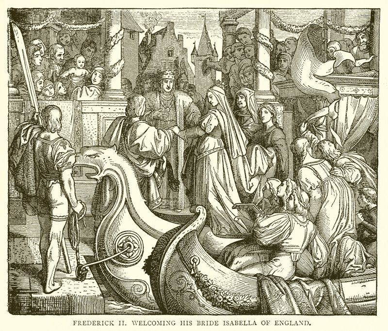 Frederick II. vítá svou nevěstu Isabellu Anglickou od English School