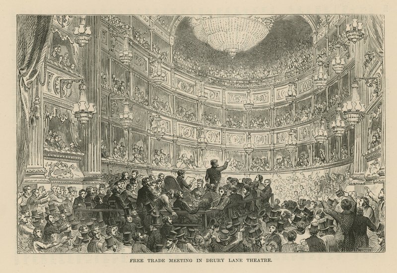 Setkání volného obchodu v divadle Drury Lane od English School