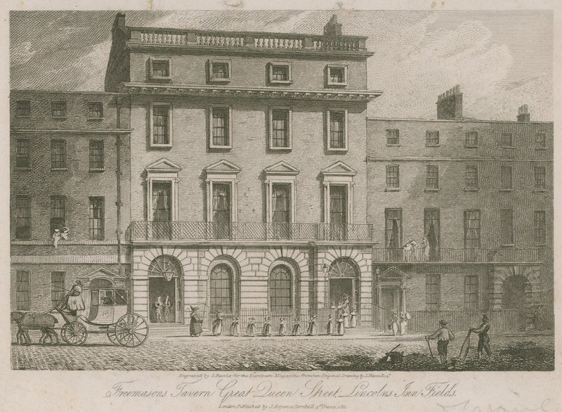 Freemasons Tavern, Great Duncan Street, Lincolns Inn Fields, Londýn od English School