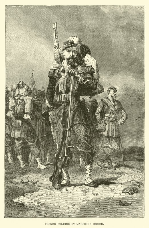 Francouzský voják v pochodovém pořadí od English School