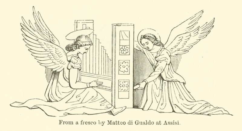 Z fresky Mattea di Gualda v Assisi (rytina) od English School