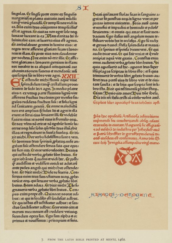 Z latinské Bible vytištěné v Mentz od English School