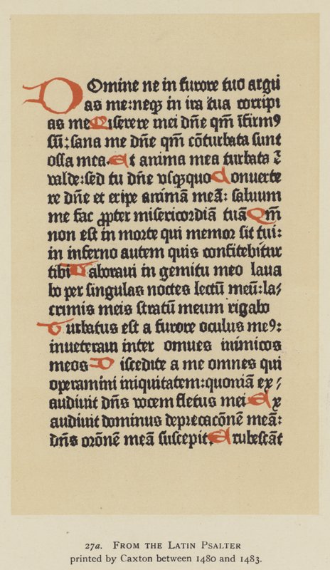 Z latinského žaltáře vytištěného Caxtonem v letech 1480 až 1483 (litho) od English School