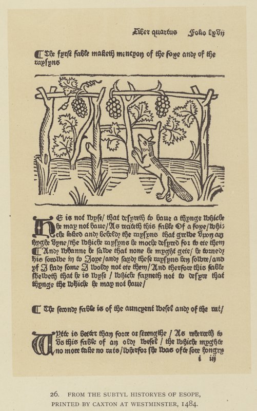 From the Subtyl Historyes of Esope, vytištěné Caxtonem ve Westminsteru od English School