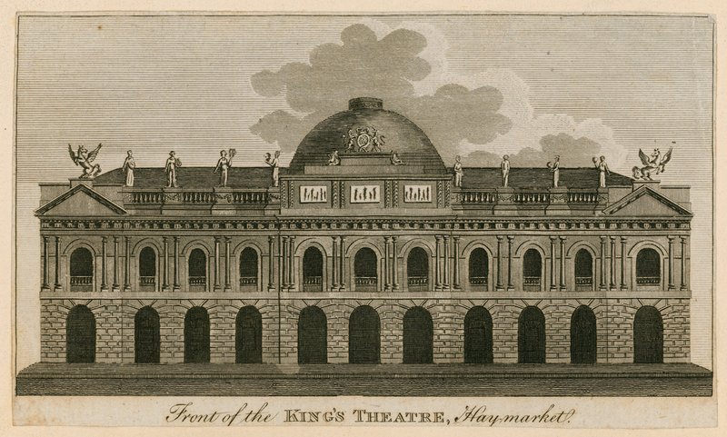 Před Kings Theatre, Haymarket, Londýn od English School