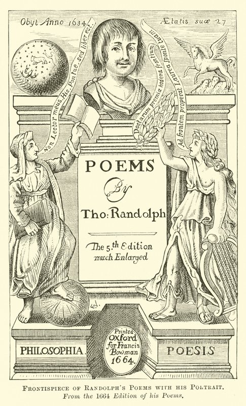 Frontispis Randolphových básní s jeho portrétem od English School