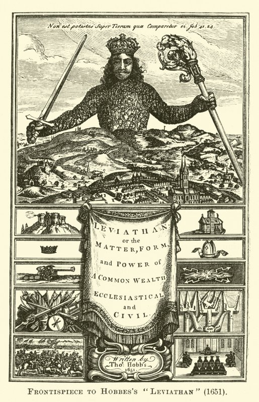 Frontispis k Hobbes Leviathan, 1651 od English School