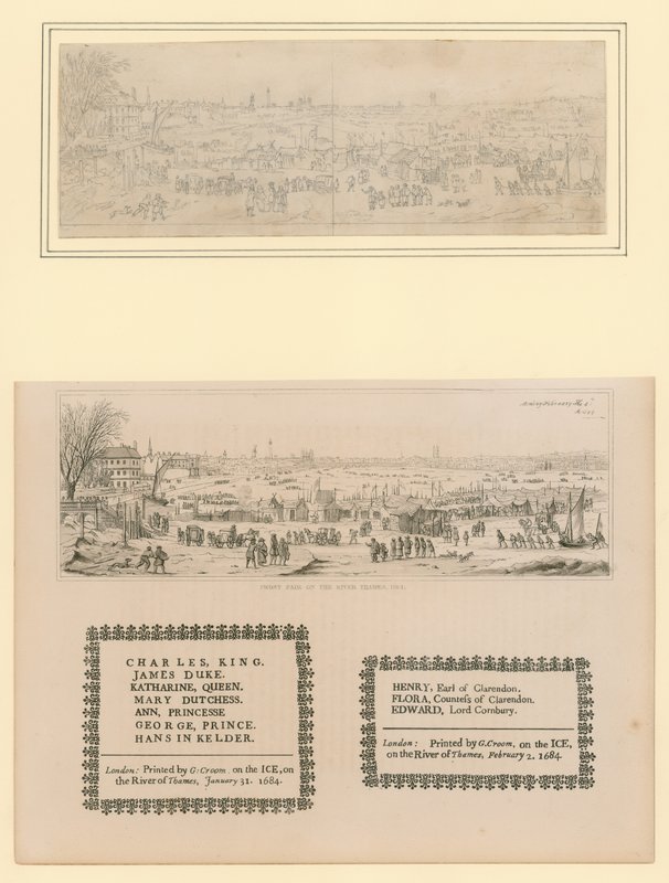 Frost Fair on the Thames, Tištěný suvenýr pro krále Karla II. a rodinu, 1684 od English School