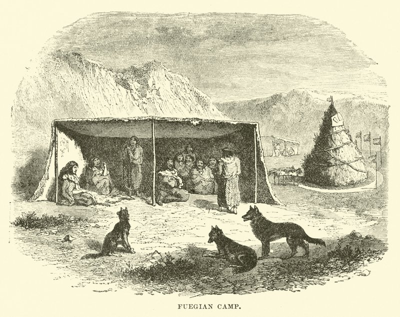 Fuegian Camp, Tierra del Fuego, 1890 od English School