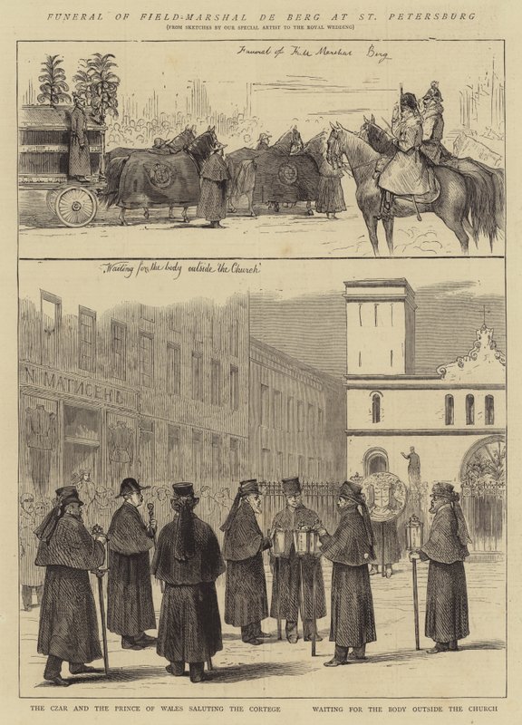 Pohřeb polního maršála de Berga v Petrohradě (rytina) od English School