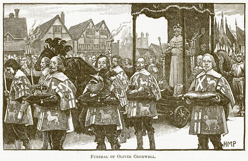 Pohřeb Olivera Cromwella, ilustrace z The New Popular Educator, c.1891 od English School