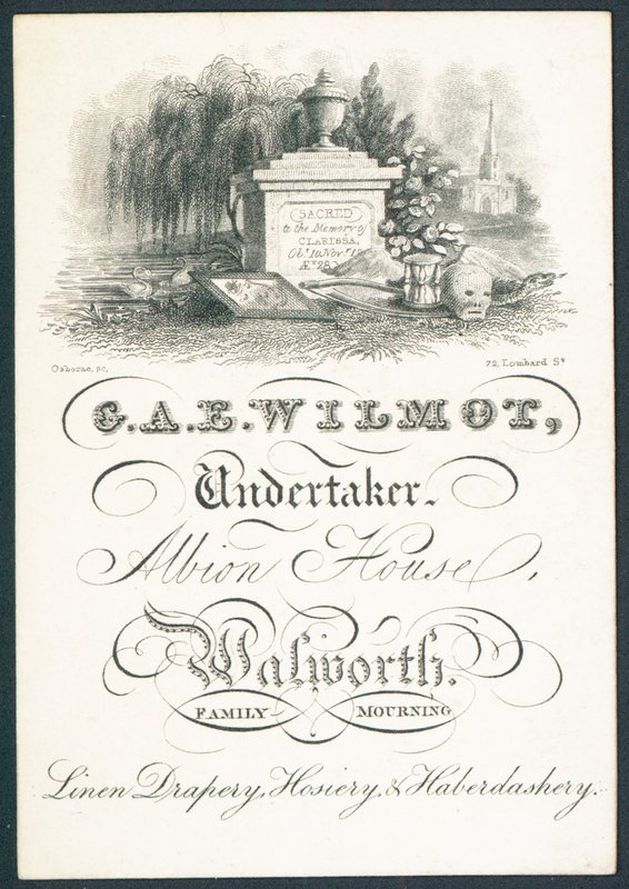 G A E Wilmot, pohřební ústav, živnostenský list od English School