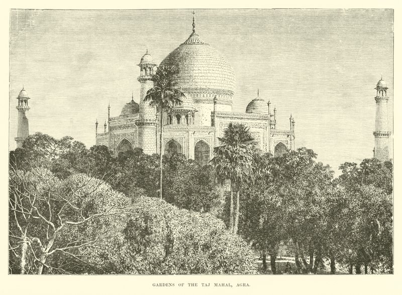 Zahrady Taj Mahal, Agra od English School