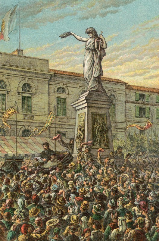 Garibaldi Odhalení památníku Mentana v Miláně od English School