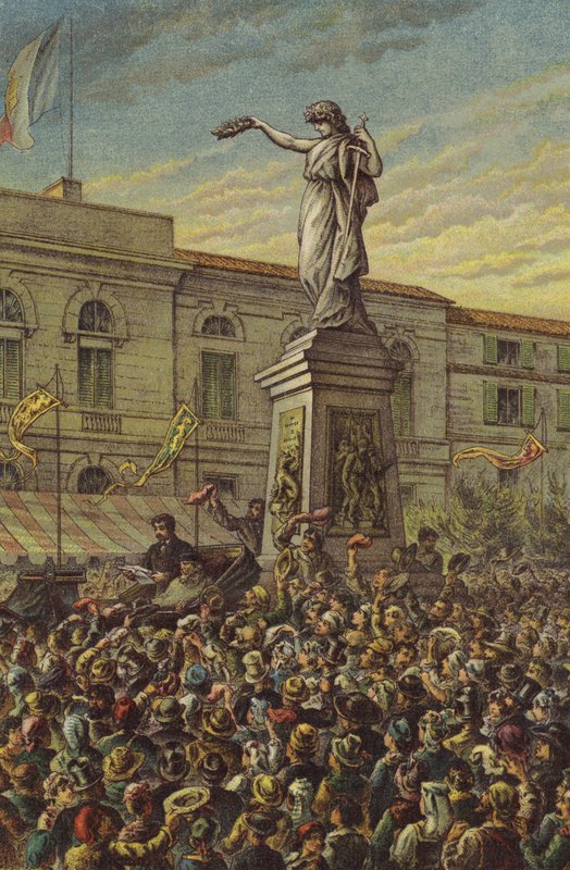 Garibaldi odhaluje Mentana Memorial v Miláně od English School