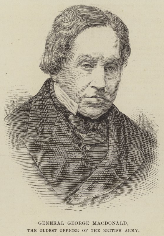 Generál George MacDonald, nejstarší důstojník britské armády (rytina) od English School