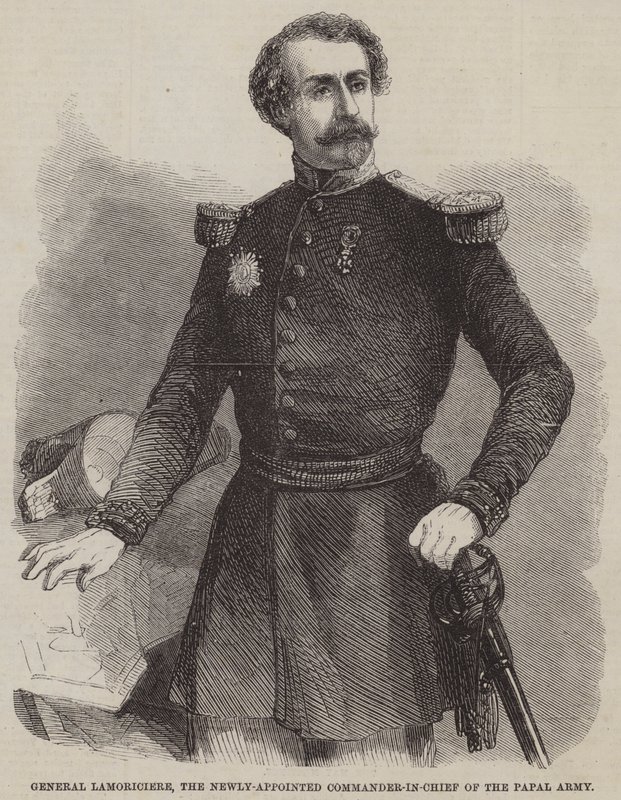 Generál Lamoriciere, nově jmenovaný vrchní velitel papežské armády (rytina) od English School