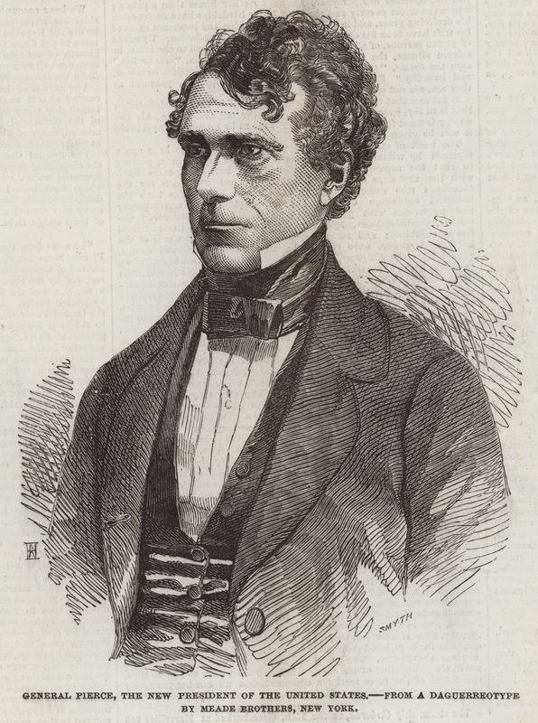 General Pierce, nový prezident Spojených států (rytina) od English School