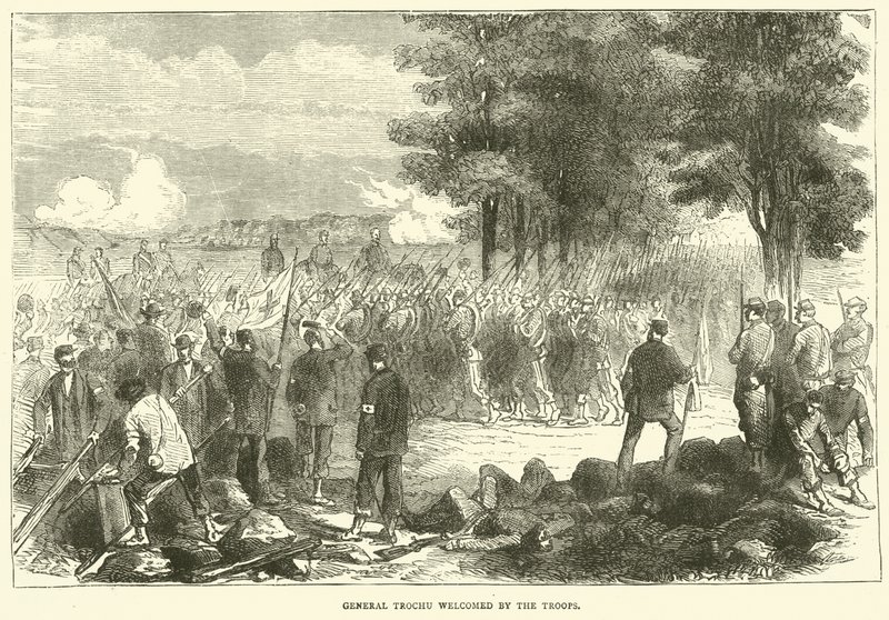 Generál Trochu vítán vojáky, prosinec 1870 od English School