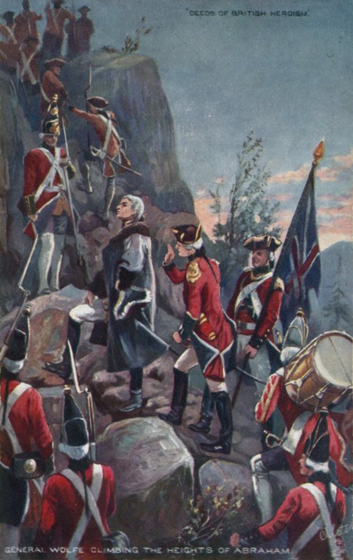 Generál Wolfe při lezení na výšiny Abraham, Quebec, 1759 od English School