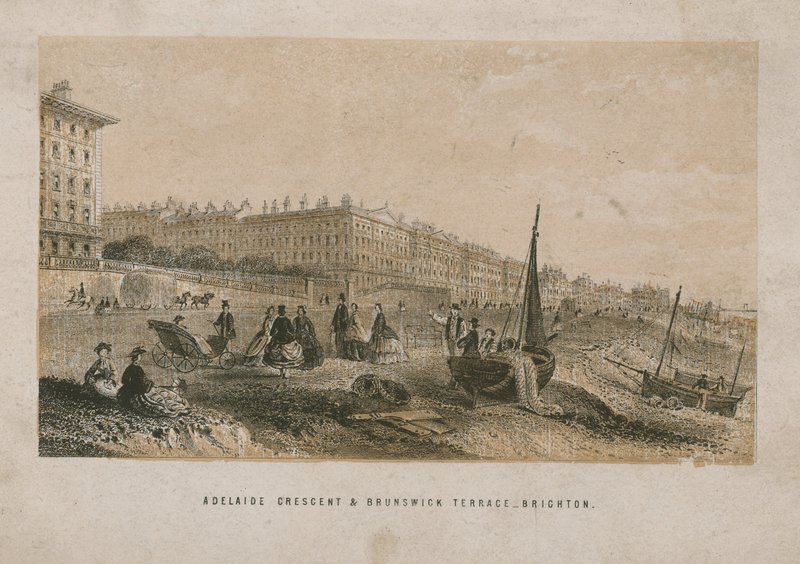 Celkový pohled na Adelaide Crescent a Brunswick Terrace od English School