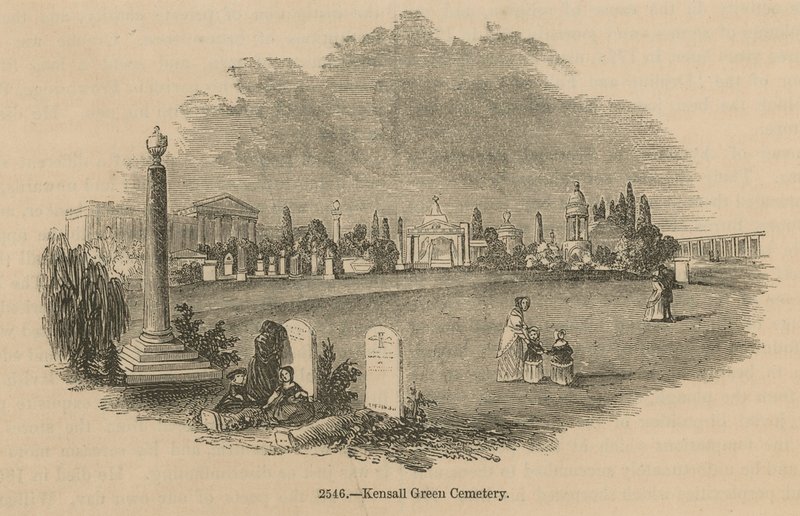 Celkový pohled na Kensal Green Cemetery od English School