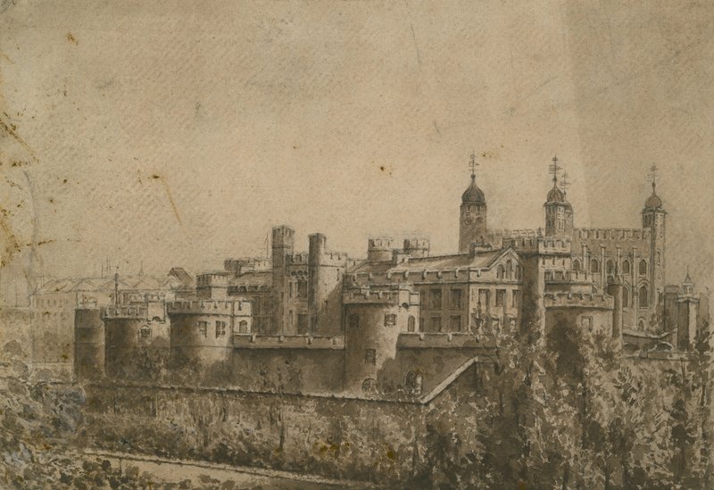 Celkový pohled na Tower of London (wc na papíře) od English School