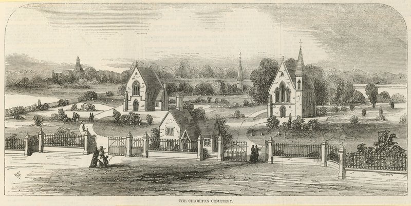 Celkový pohled na hřbitov Charlton od English School