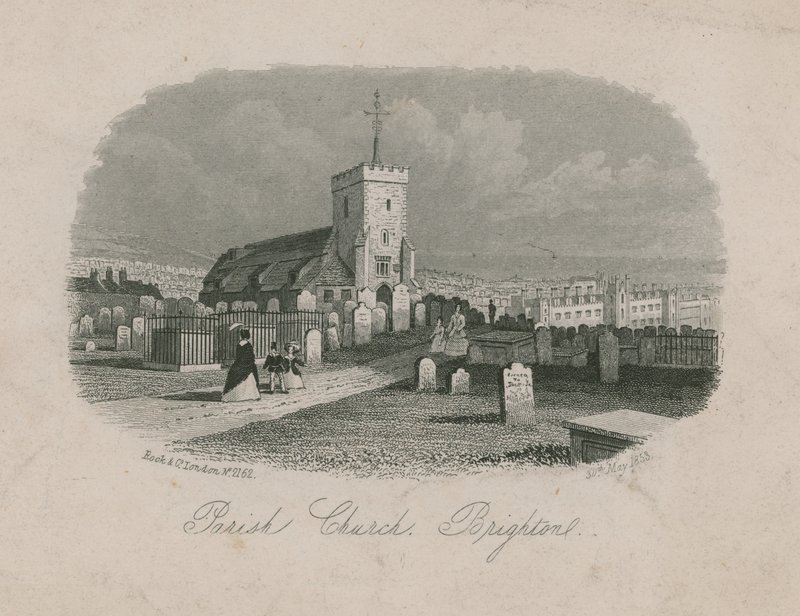 Celkový pohled na farní kostel v Brightonu od English School