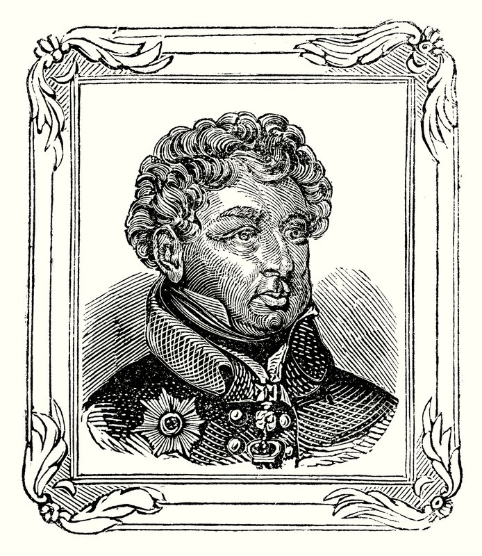 Jiří August Fridrich IV., syn Jiřího III., se narodil 12. srpna 1762, byl prohlášen 31. ledna 1820 a korunován 19. července 1821 (rytina). od English School