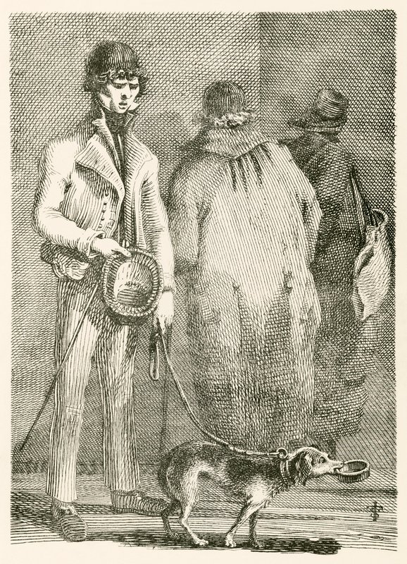 George Dyball, slepý žebrák značné proslulosti, a jeho pes Nelson od English School