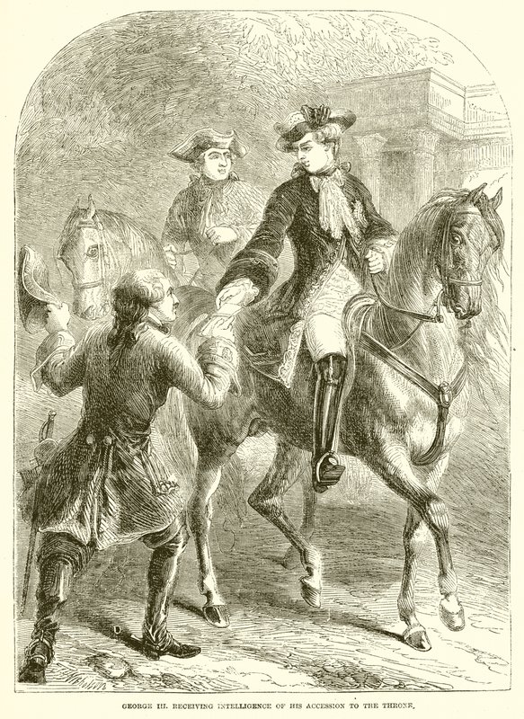 Jiří III. přijímat zprávy o jeho nástupu na trůn od English School