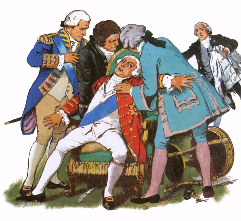 George III trpící záchvatem šílenství od English School