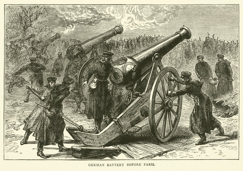 Německá baterie před Paříží, leden 1871 od English School